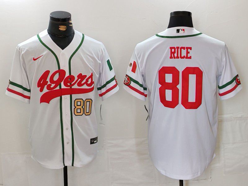 Men San Francisco 49ers #80 Rice White Joint Name 2024 Nike Limited NFL Jersey style 2